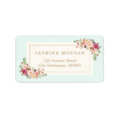 Elegante Chique Pastelkleurige Watercolor Bloemige Etiket (Voorkant)