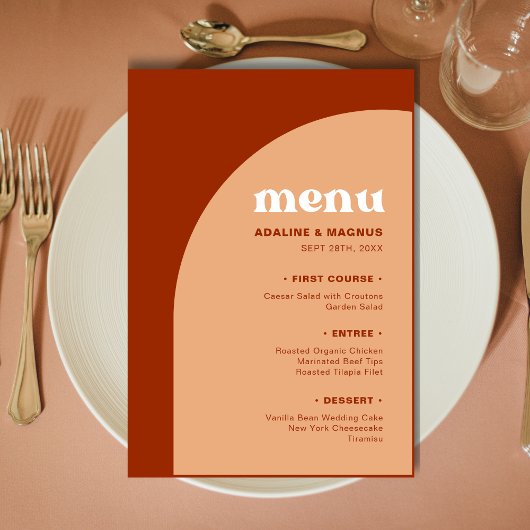 Elegante Chique Perzik Terracotta Boog Boho Trouwe Menu