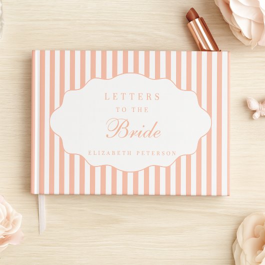 Elegante Chique Preppy Perzik Letters To The Bride Gastenboek