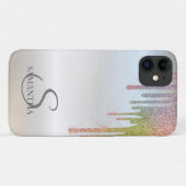 Elegante Chique Regenboog Glitterdruppels Zilver Case-Mate iPhone Case (Achterkant (horizontaal))