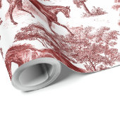 Elegante  chique rode paarden toilet cadeaupapier (Rol Hoek)