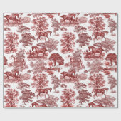 Elegante  chique rode paarden toilet cadeaupapier (Vlak)