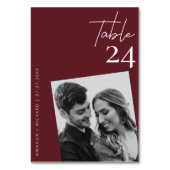 Elegante chique rode pruim bordeaux bruiloft foto kaart (Voorkant)