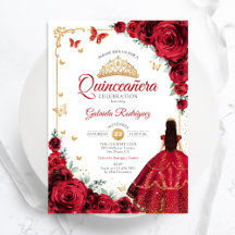 Elegante chique rode rozen goud quinceanera