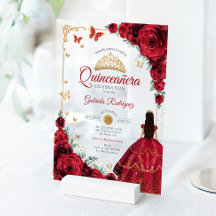 Elegante chique rode rozen gouden Quinceanera 
