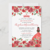 Elegante chique rode rozen Quinceanera Kaart (Voorkant)