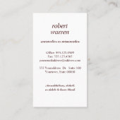 Elegante chique rode wijn glas Sommelier wijnmaker Visitekaartje (Achterkant)