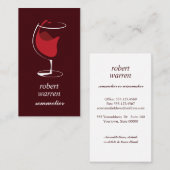 Elegante chique rode wijn glas Sommelier wijnmaker Visitekaartje (Voorkant / Achterkant)