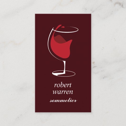 Elegante chique rode wijn glas Sommelier wijnmaker Visitekaartje (Voorkant)