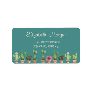 Elegante Chique Romantisch, Cactus Adreslabel Etiket