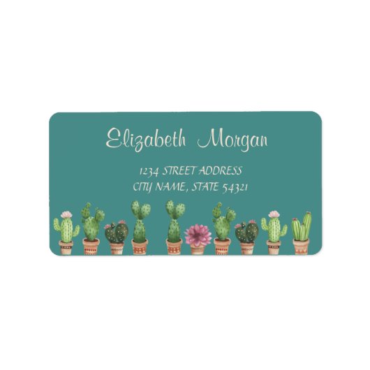 Elegante Chique Romantisch, Cactus Adreslabel Etiket (Voorkant)