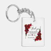 Elegante Chique Romantische Rode Rozen Bloem Sleutelhanger (Voorkant Links)