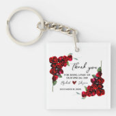 Elegante Chique Romantische Rode Rozen Bloem Sleutelhanger (Voorkant)