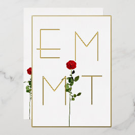 Elegante Chique Roos Steel Monogram Trouw  Folie Uitnodiging