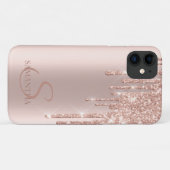 Elegante Chique Roze Goud Glitter Druppels Case-Mate iPhone Case (Achterkant (horizontaal))