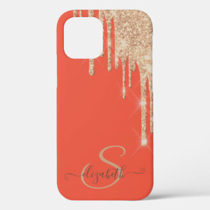 Elegante Chique Roze Goud Glitter Druppels Case-Mate iPhone Case