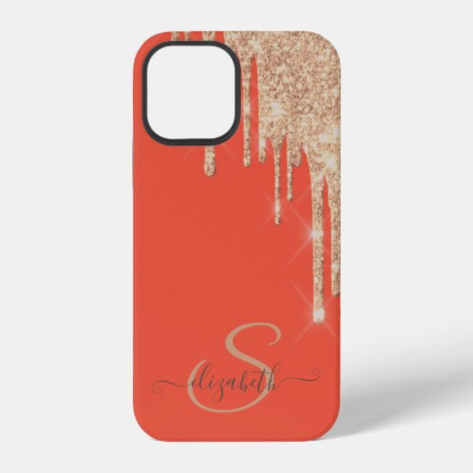 Elegante Chique Roze Goud Glitter Druppels iPhone Hoesje (Achterkant)