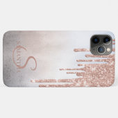 Elegante Chique Roze Gouden Glitter Druppels Monog Case-Mate iPhone Case (Achterkant (horizontaal))