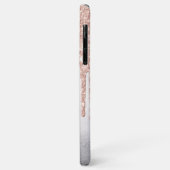 Elegante Chique Roze Gouden Glitter Druppels Monog Case-Mate iPhone Case (Achterkant/links)