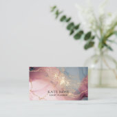 Elegante chique roze gouden glitter Waterverf Visitekaartje (Staand voorkant)