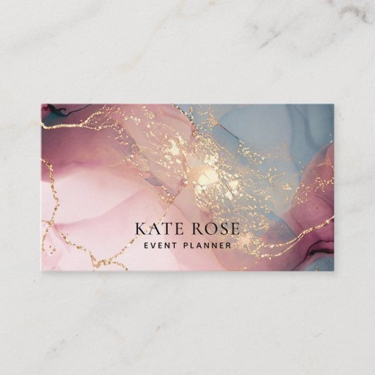 Elegante chique roze gouden glitter Waterverf Visitekaartje (Voorkant)