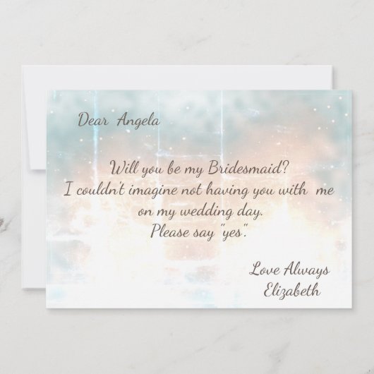 Elegante chique roze gouden hart bruidsmeisje kaar kaart (Achterkant)