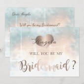 Elegante chique roze gouden hart bruidsmeisje kaar kaart (Voorkant / Achterkant)