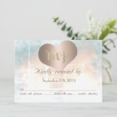 Elegante Chique Roze Gouden Hart Trouw RSVP Kaart (Staand voorkant)