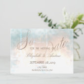 Elegante chique roze gouden hart trouw save the da save the date (Staand voorkant)