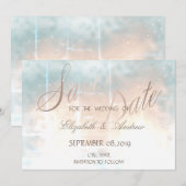 Elegante chique roze gouden hart trouw save the da save the date (Voorkant / Achterkant)