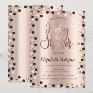 Elegante Chique Roze Gouden Stippen Baby Shower Kaart