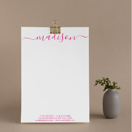 Elegante chique roze handgeschreven script mail briefhoofd