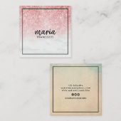 Elegante chique roze modern vierkant minimalistisc vierkante visitekaartje (Voorkant / Achterkant)