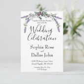 Elegante chique roze roos Lavendel Eucalyptus Wedd Kaart (Staand voorkant)