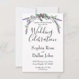 Elegante chique roze roos Lavendel Eucalyptus Wedd Kaart