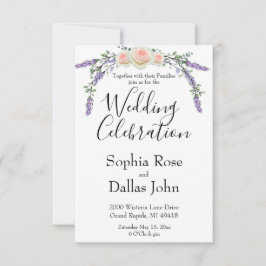Elegante chique roze roos Lavendel Eucalyptus Wedd Kaart