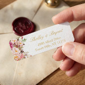 Elegante Chique Roze Roze Bloem Gouden Bruiloft Etiket