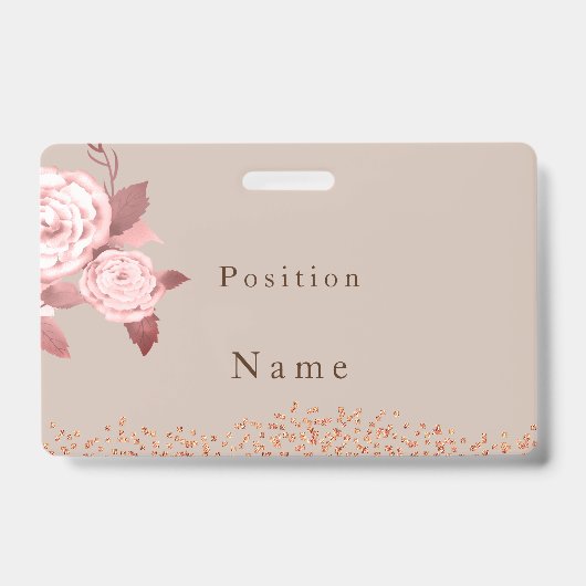 Elegante Chique Roze Trouwnaam Badge (Voorzijde)
