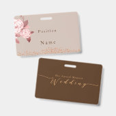 Elegante Chique Roze Trouwnaam Badge (Voor- en achterkant)