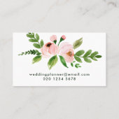 Elegante chique roze waterverf bloemen visitekaartje (Achterkant)