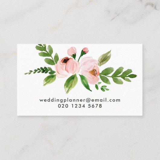 Elegante chique roze waterverf bloemen visitekaartje (Achterkant)