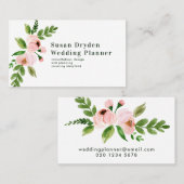 Elegante chique roze waterverf bloemen visitekaartje (Voorkant / Achterkant)