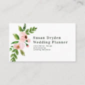 Elegante chique roze waterverf bloemen visitekaartje (Voorkant)