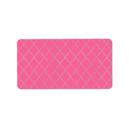 Elegante chique roze zilveren Quatrefoil Glitter P Etiket (Voorkant)