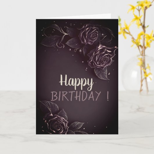 Elegante chique Rozen Gotische Verjaardag Kaart (Gele Bloem)