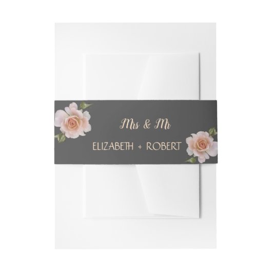 Elegante Chique Rozen Uitnodigingen Wikkel (Voorkant Voorbeeld)