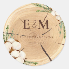 Elegante & chique rustieke bruiloft houten dank u ronde sticker