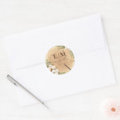Elegante & chique rustieke bruiloft houten dank u ronde sticker (Envelop)