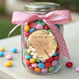 Elegante & chique rustieke bruiloft houten dank u ronde sticker