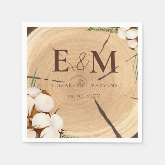 Elegante & chique rustieke bruiloft houten dank u servet (Voorkant)